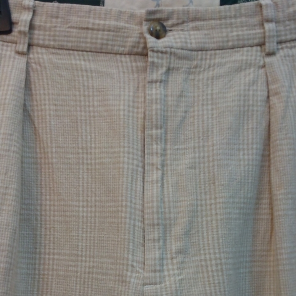 Attn! Tall Men - Vintage  JJ Farmer Linen Blend Cream/Tan Pants 35 - 35.25